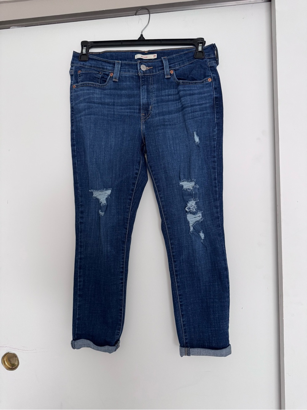 Levi's Dark Blue Distressed Boyfriend Jeans